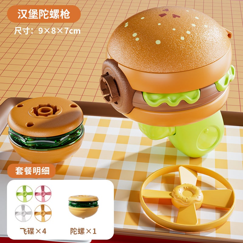 Glowing Flying Disc Toy Set for Boys - Burgers Fries Hot Dog Spinning Tops Outdoor Game - Image 5