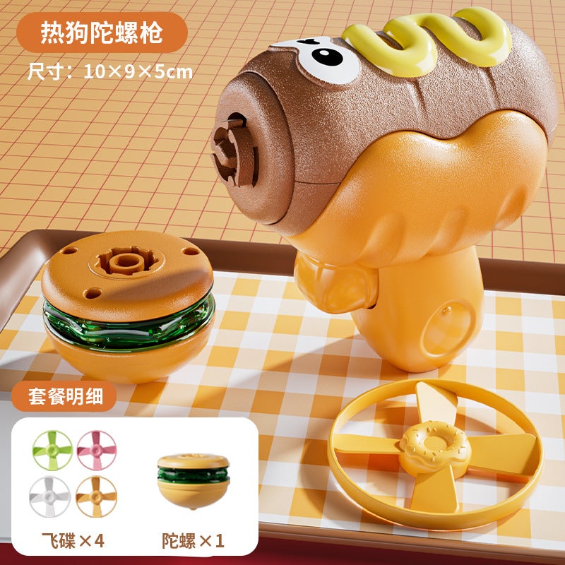 Glowing Flying Disc Toy Set for Boys - Burgers Fries Hot Dog Spinning Tops Outdoor Game - Image 4