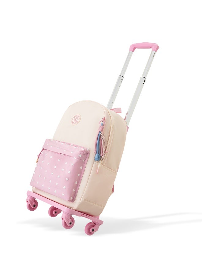 Eazy Kids 16.5” School Backpack w/ 4-Wheel Trolley–Lightweight Laptop School Bag Set, Blush Rush Pink - Image 2