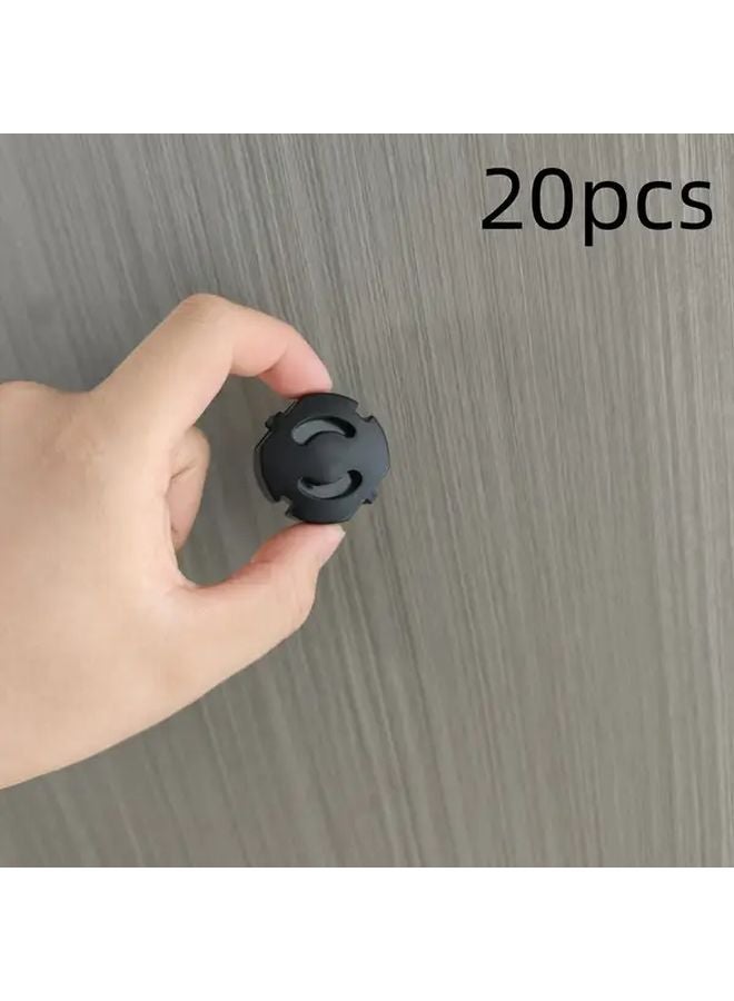 20pcs Black Safety Socket Protective Covers European Style Holeless Power Outlet Protection - Image 1