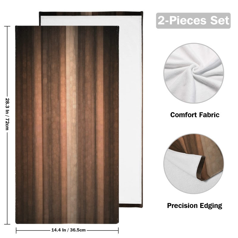 AIYOOLER Hand Towels for Bathroom Set of 2 Brown Earth Orange Copper and Pale Peach Abstract Cool Glass and Vintage Stripe Design Soft Absorbent Small Bath Towels Decorative Towel for Gym,Spa 28x14in - Image 2