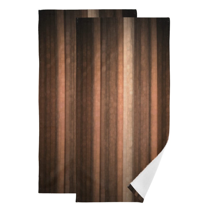 AIYOOLER Hand Towels for Bathroom Set of 2 Brown Earth Orange Copper and Pale Peach Abstract Cool Glass and Vintage Stripe Design Soft Absorbent Small Bath Towels Decorative Towel for Gym,Spa 28x14in - Image 1