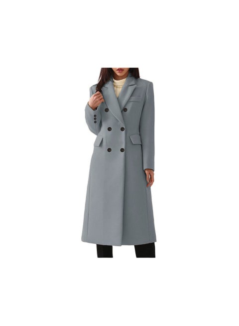 Squality Double Breasted Long Coat women Grey
