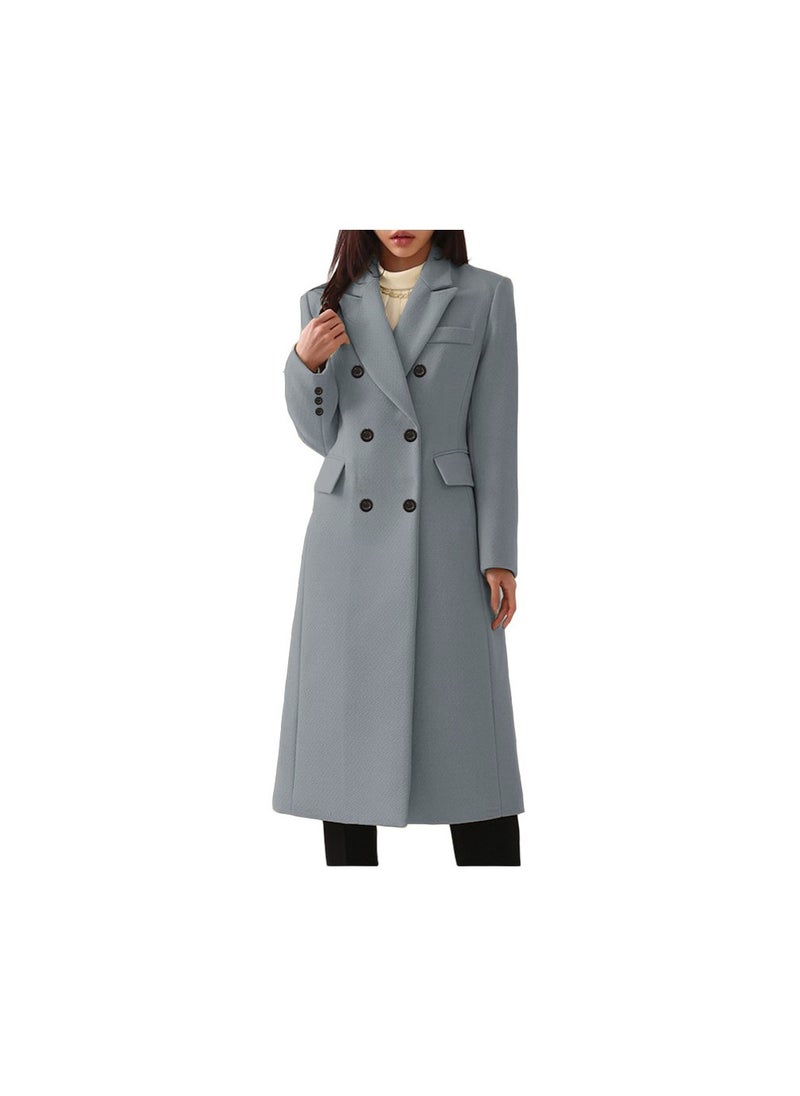 Loquat Squality Double Breasted Long Coat women Grey  - Image 1