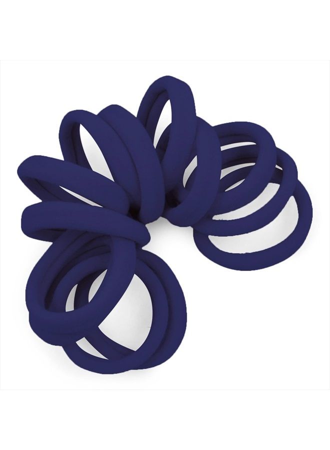 Cyndibands Navy Blue Seamless Hair Ties - Extra Gentle Soft and Stretchy Nylon Fabric Ponytail Holders - 12 Pack - Image 1
