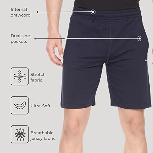 Pepe Jeans Athleisure Men Knit Cotton Stretch Shorts | Breathable Cotton Jersey, Gym and Casual Wear | with Drawstring and Zip Pocket in Navy Blue - M - Image 5