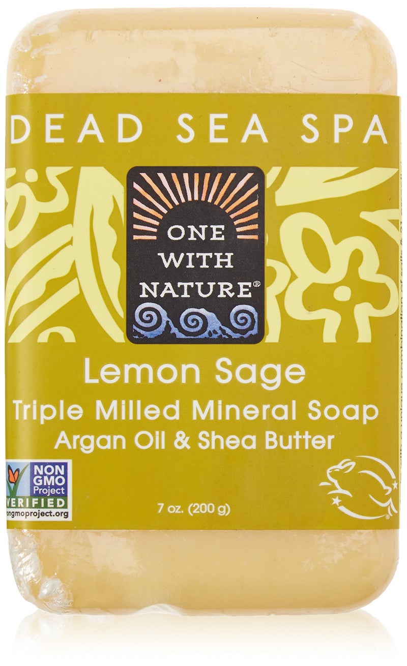 One With Nature Lemon Sage Dead Sea Mineral Soap, 7 Ounce Bar - Image 1