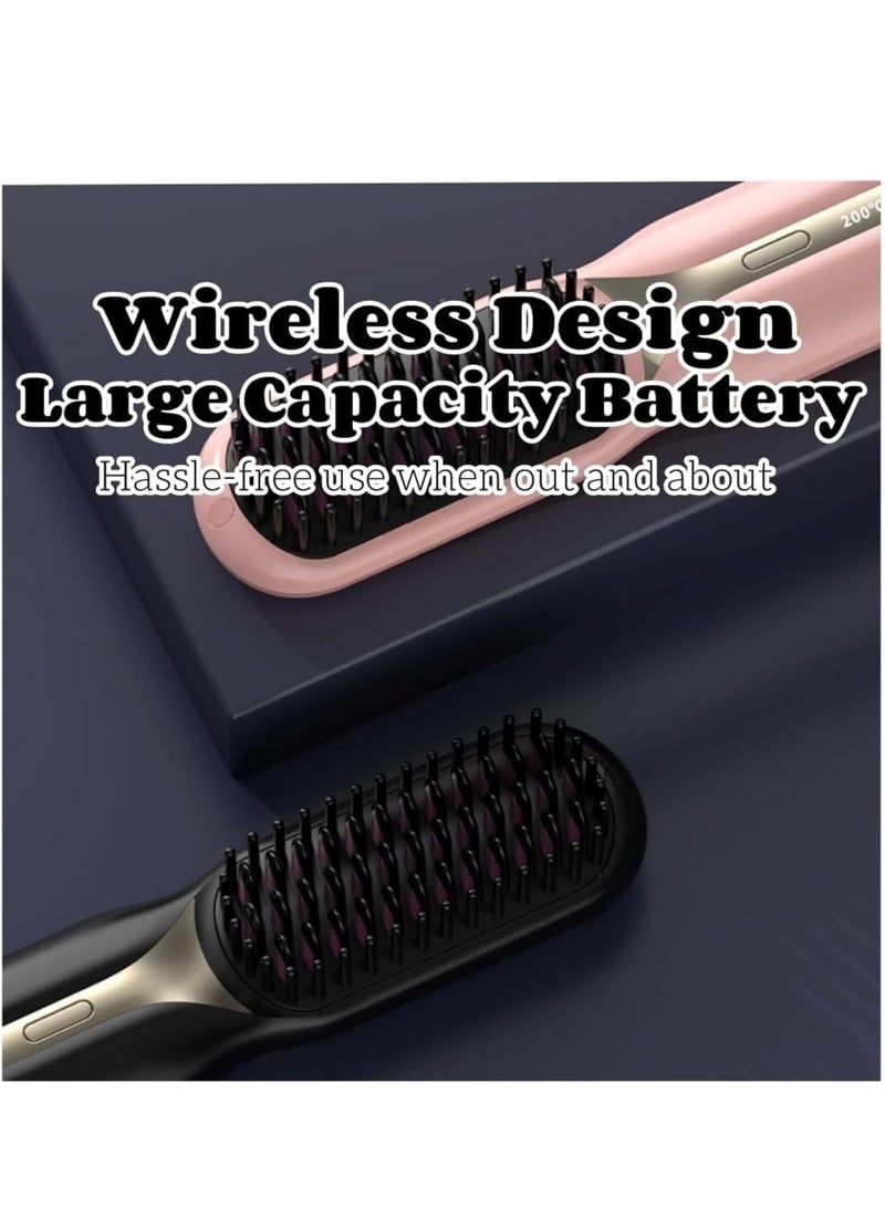 AirYoung فرشاة فرد الشعر اللاسلكية، فرشاة فرد الشعر المحمولة للسفر، ميزة إعادة الشحن، تسخين سريع، خفيفة الوزن، مكواة فرد الشعر اللاسلكية، مشط فرد الشعر الساخن، خفيفة الوزن وصغيرة الحجم - Image 5