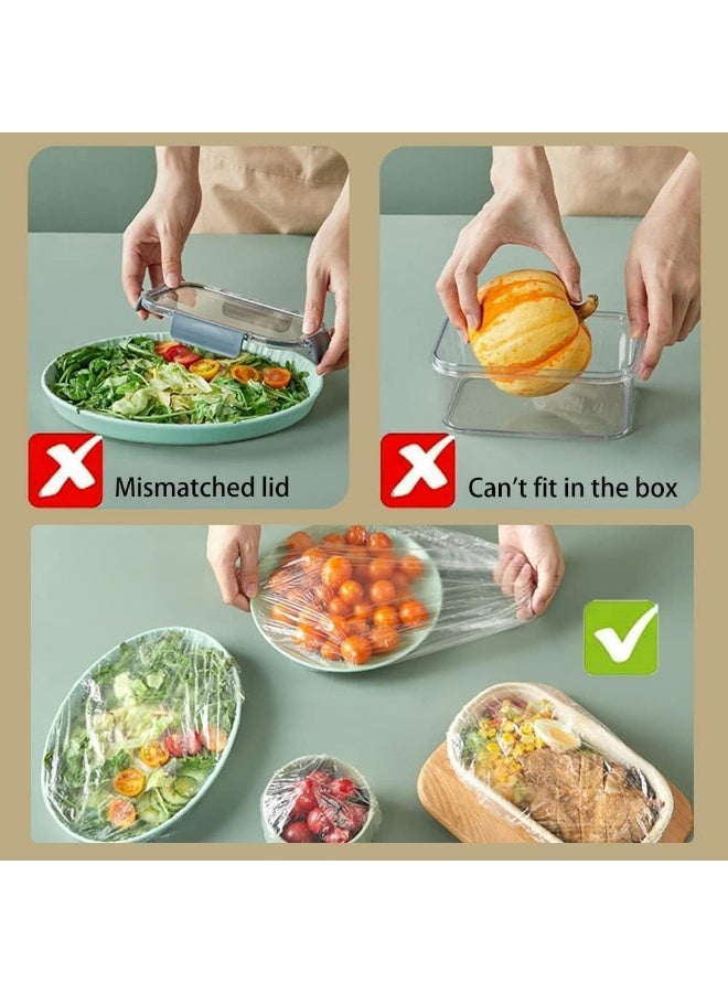 Meetion Elastic Food Storage Covers, 400pcs Clear Reusable Plastic Sealing Bags Food Cover, Universal Kitchen Wrap Seal Caps for Preservation Fresh with Fruit, Vegetable and Meat - Image 4