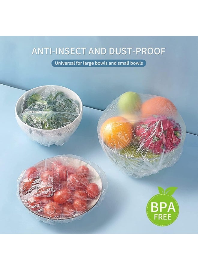 Meetion Elastic Food Storage Covers, 400pcs Clear Reusable Plastic Sealing Bags Food Cover, Universal Kitchen Wrap Seal Caps for Preservation Fresh with Fruit, Vegetable and Meat - Image 3