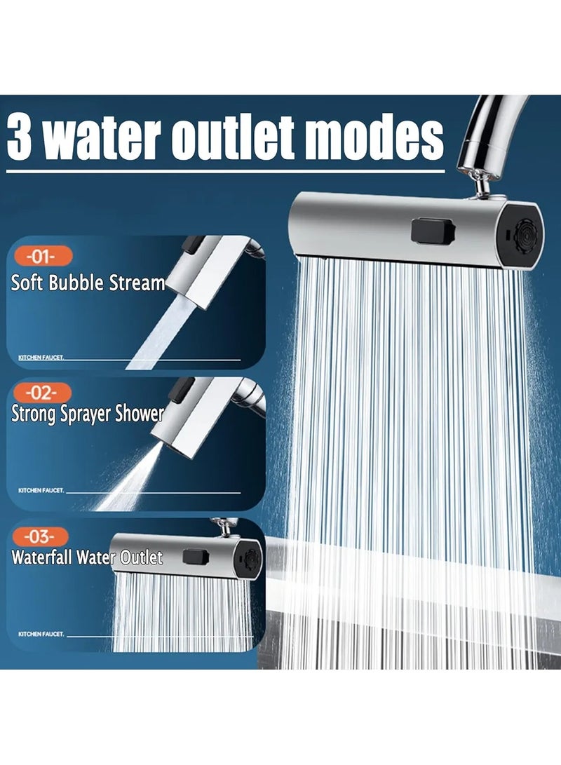 Kitchen New Upgraded Waterfall Kitchen Faucet Connector 3 Modes 360 Degree Swivel Kitchen Faucet Head Splash Proof Kitchen Suitable for Washing Fruits and Vegetables - Image 1