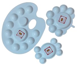 FIRST CLICK Painting Palettes for Art 301 no. 22X17 cm & Mini Palette 12X7.5 cm, Flower Shape14X9.5 cm Palettes Set of 3 pcs Pure White Plastic - Image 1