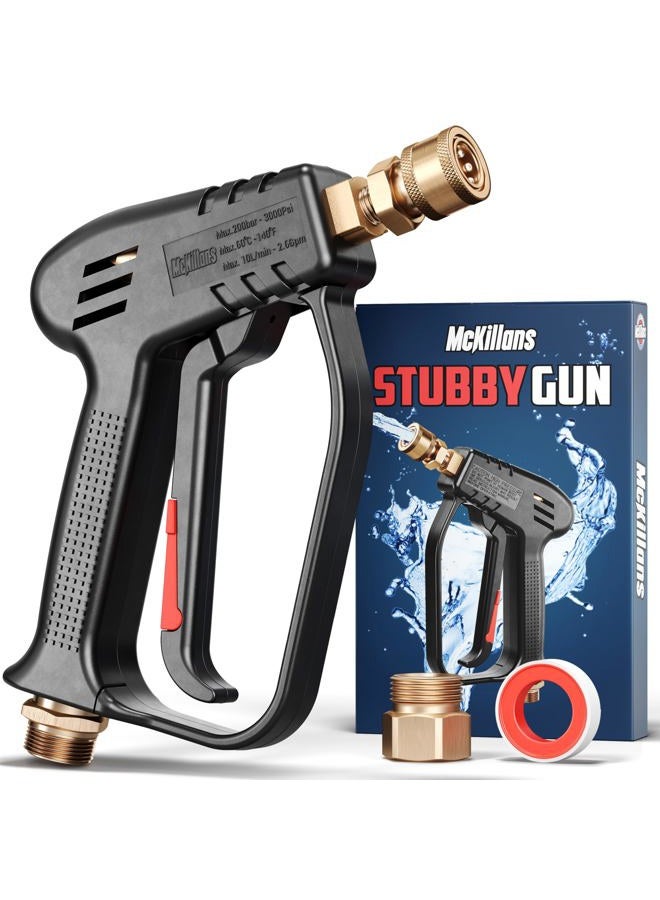 McKillans Short Pressure Washer Gun with Replacement M22 Inlet- High Pressure Water Handle with 1/4” Quick Connector Coupler - Power Washer Gun Compatible with Foam Cannon - Car Wash Foam Gun - Image 1