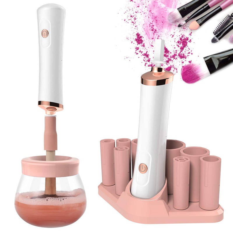 Senbowe Upgraded Makeup Brush Cleaner and Dryer Machine, Electric Cosmetic Automatic Brush Spinner with 8 Size Rubber Collars, Wash and Dry in Seconds, Deep Cosmetic Brush Spinner for Brushes - Image 1
