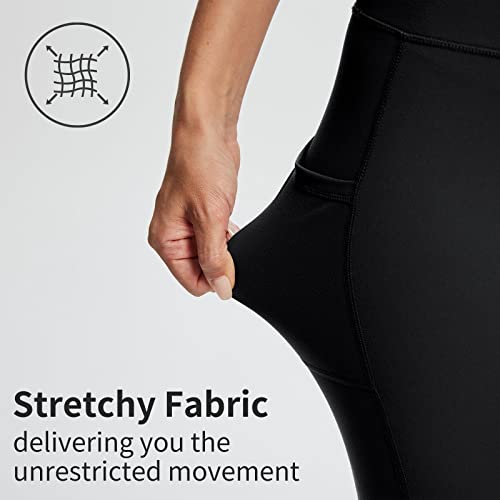 baleaf Biker Shorts Women Yoga Gym Workout Spandex Running Volleyball Tummy Control Compression with Pockets Soft 8" Black XXL - Image 3