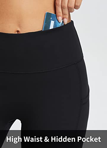 baleaf Biker Shorts Women Yoga Gym Workout Spandex Running Volleyball Tummy Control Compression with Pockets Soft 8" Black XXL - Image 5