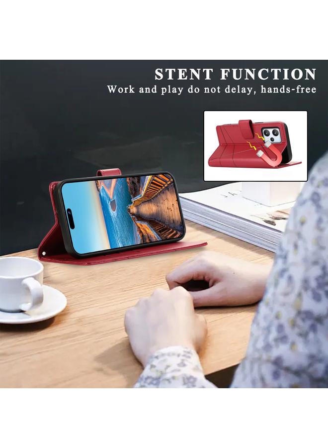 S-TOP Case For Realme 9 4G PU Genuine Leather Texture Embossed Line Phone Case - Image 5