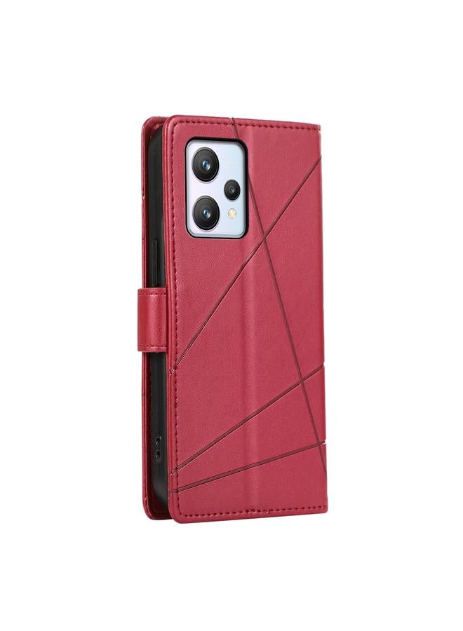 S-TOP Case For Realme 9 4G PU Genuine Leather Texture Embossed Line Phone Case - Image 3
