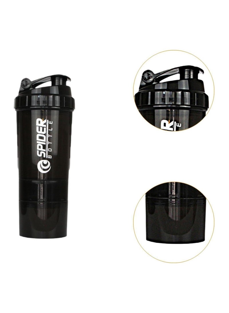 سبايدر زجاجة خلط البروتين مع كوب خلاط لمزج البروتينات سعة 500 مل للاستخدام في الجيم والرياضة الخارجية وقبل التمرين والسفر - Image 2