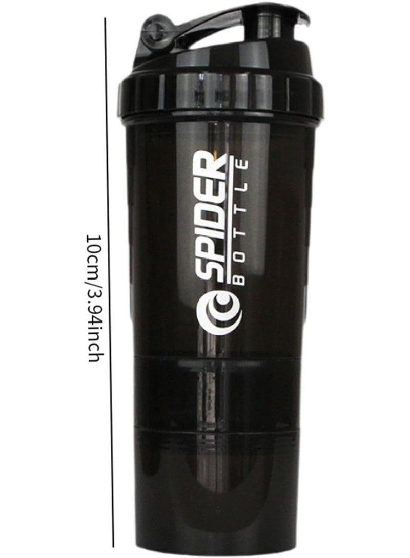 سبايدر زجاجة خلط البروتين مع كوب خلاط لمزج البروتينات سعة 500 مل للاستخدام في الجيم والرياضة الخارجية وقبل التمرين والسفر - Image 5