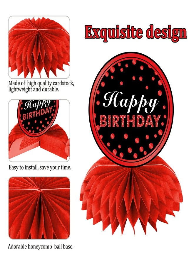 Parfundg Red & Black Honeycomb Centerpieces, 8Pcs Table Toppers - Happy Birthday Party Supplies for Men & Women, 16th to 60th Birthday Table Decor - Image 5