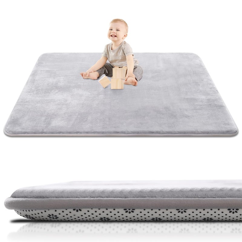 SEPARO Thick Baby Play Mat for Floor,Padded Foam 47x47 Playpen Mat,Ultra Soft Support&Plush Feel Nursery Rug,Non Slip for Toddler, Infants,Kids Play,Yoga,Baby Crawling,Tummy Time(Light Grey) - Image 1