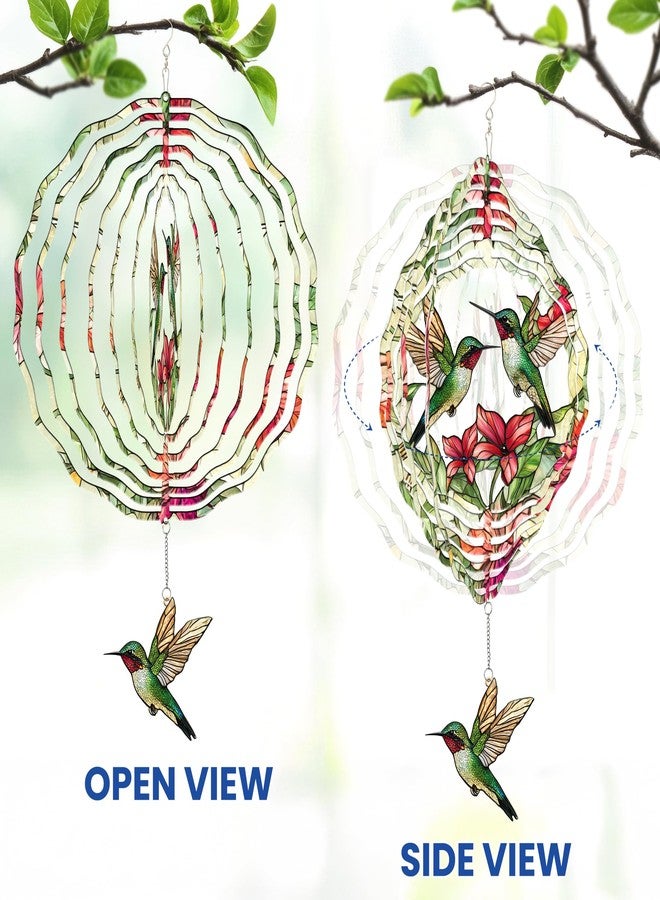 FLAGWIX Hummingbird Wind Spinner Yard Decorations Outdoor Indoor - 3D Stainless Steel Metal Wind Spinners 12 in - Hanging Garden Decor, Mothers Day Birthday Gifts for Women Mom Grandmother - Image 4