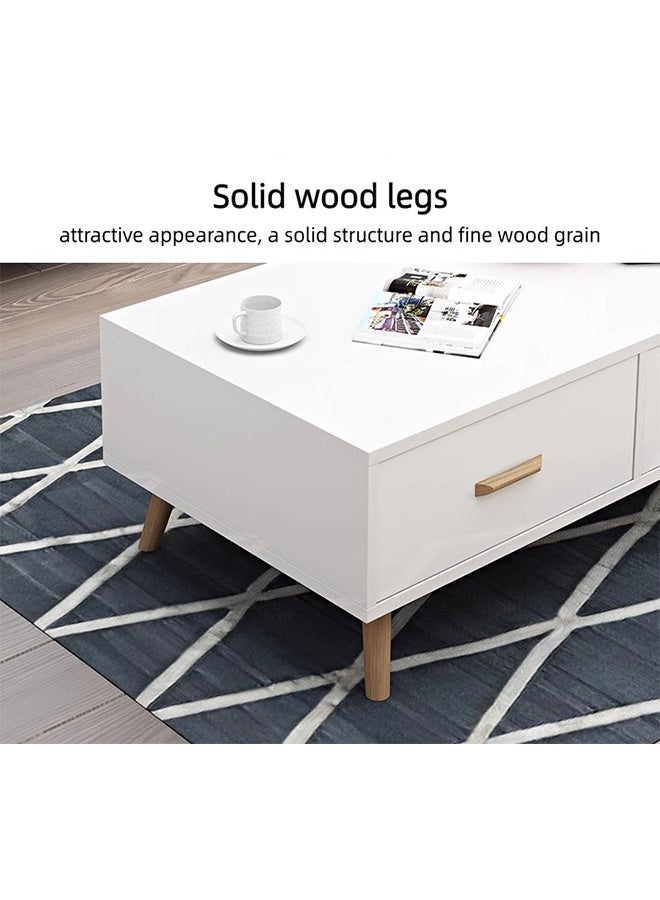 2-Drawer TV Cabinet, Solid Wood Modern TV Bench, Media Console Entertainment Center and Storage, Multi Functional TV Table TV Stand For Living Room and Bedroom - Image 4