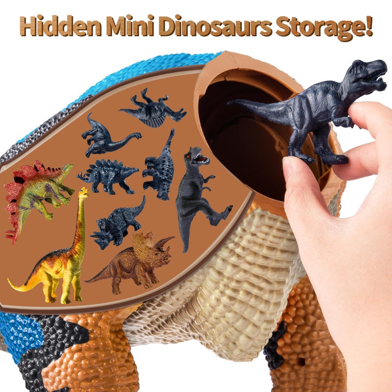 BLmukce 24" Large Dinosaur Toys for Kids 3-5, Big Dinosaur Tyrannosaurus rex Figure Toy with 10+ Dinosaurs Belly Storage, Gliding Wheels, Lights Sounds & Mist Spray â€“ T-Rex that eats Toy for Boys Gift - Image 3