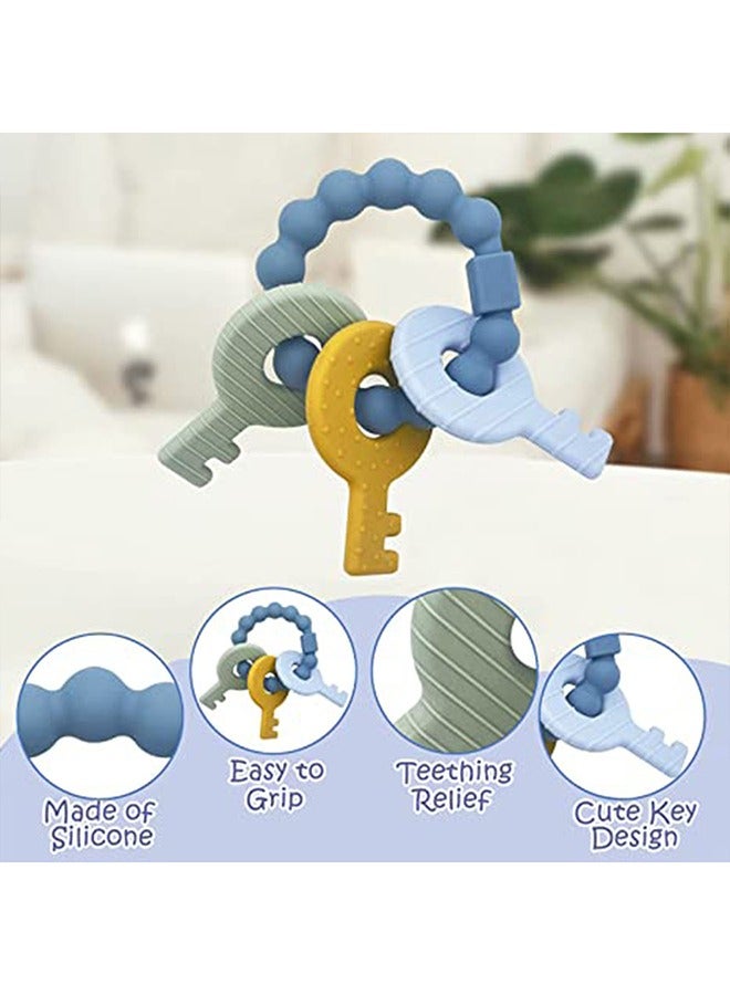 Silicone Teether Bracelet Cute Babies Teething Ring Unisex Teething Toy for Baby Silicone Chew Bracelet Blue  - Image 5