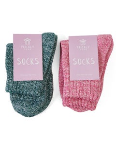 Prickly Pear Pack of 2 Pink And Green Boot Socks, Womens, One Size Fits Most  - Image 2
