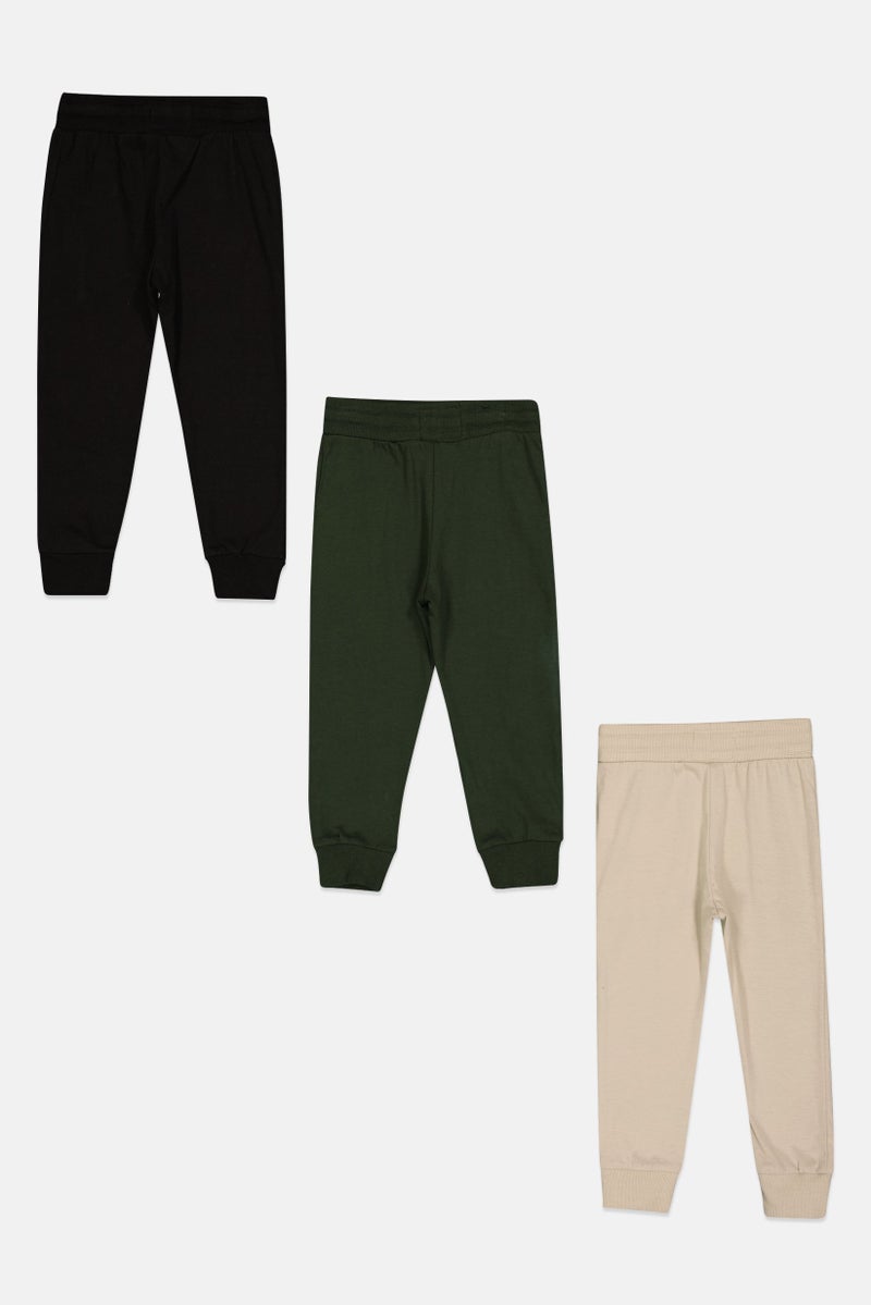 Fudo Kids Boy 3 Pieces Brand Logo Drawstring Jogger Pants, Multicolor - Image 2