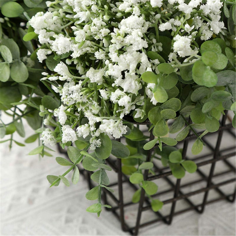 Skyseen Artificial Flowers Eucalyptus Leaf Babys Breath Gypsophila Bouquets Wedding Party Home Decor,Pack of 1(White) - Image 4