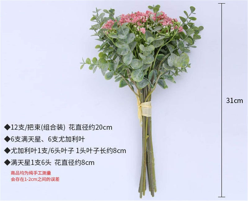 Skyseen Artificial Flowers Eucalyptus Leaf Babys Breath Gypsophila Bouquets Wedding Party Home Decor,Pack of 1(White) - Image 5