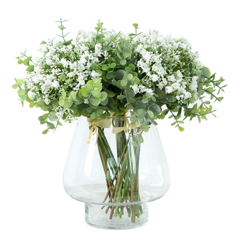 Skyseen Artificial Flowers Eucalyptus Leaf Babys Breath Gypsophila Bouquets Wedding Party Home Decor,Pack of 1(White) - Image 3