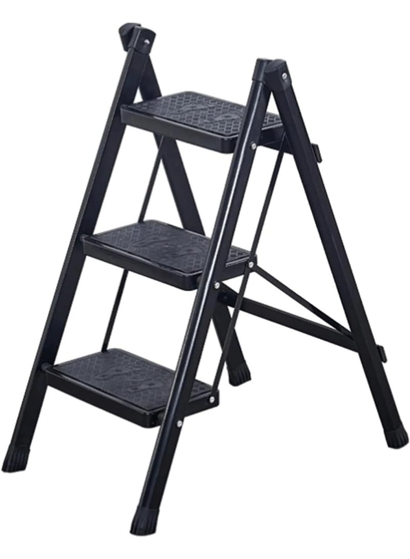 سلم بدرجات من 2-3 درجات من الستيل الكربوني خفيف الوزن وقابل للطي مع دواسة مضادة للانزلاق للبالغين من بيكيكم - Image 1