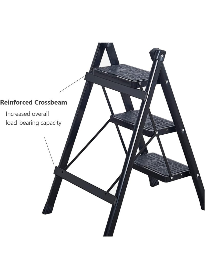 سلم بدرجات من 2-3 درجات من الستيل الكربوني خفيف الوزن وقابل للطي مع دواسة مضادة للانزلاق للبالغين من بيكيكم - Image 4