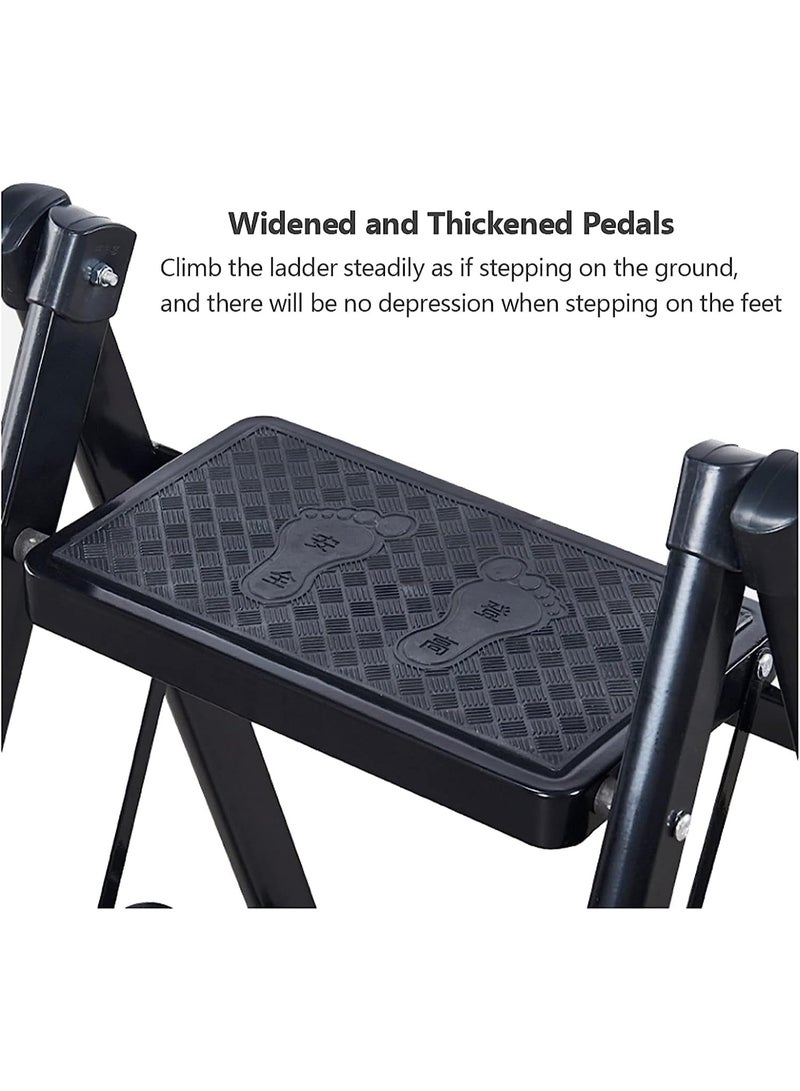 سلم بدرجات من 2-3 درجات من الستيل الكربوني خفيف الوزن وقابل للطي مع دواسة مضادة للانزلاق للبالغين من بيكيكم - Image 3