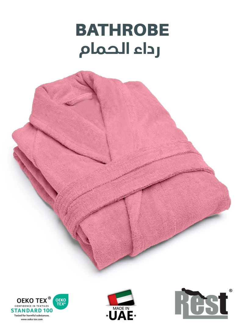 Rest روب استحمام تيري مع جيوب وردي باهت XXL فندق فاخر ملابس مريحة قطن ناعم وامتصاص مريح بعد الاستحمام روب مقاوم للتلاشي للرجال والنساء مقاس واحد يناسب الجميع 45x30x65 سم - Image 1