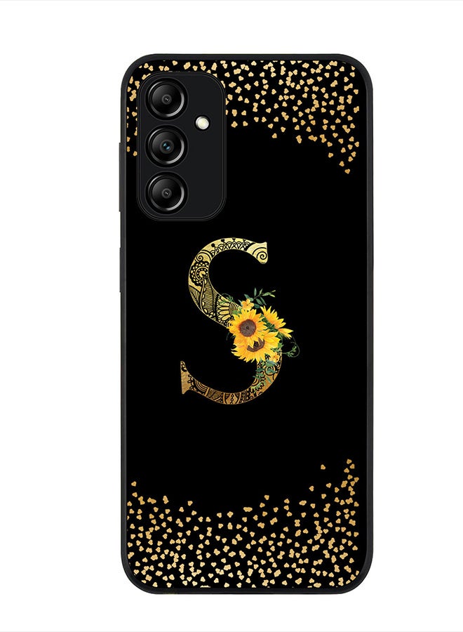 Stylizedd Cover for Samsung Galaxy M14 5G Case , Rugged Black Slim fit Phone Cases Custom Monogram Initial Letter Mandala Floral Pattern Alphabet-S (Dark Pink Rose) - Image 1