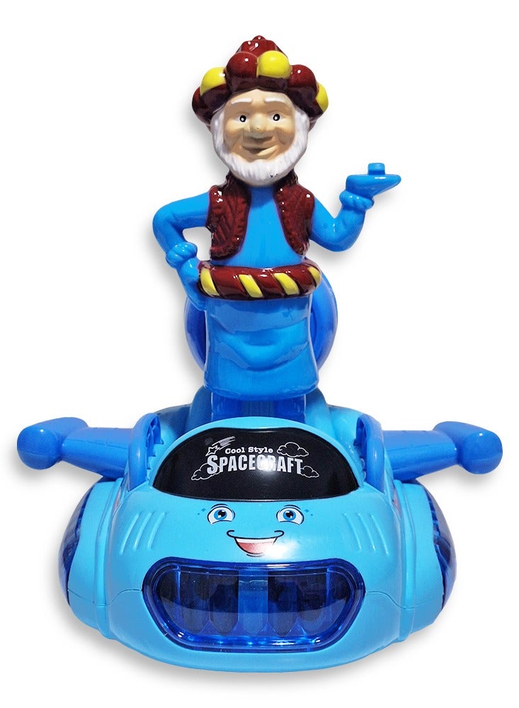 Ramadan Lantern, Great Musical Action Toy for Kids, Dancing Ramadan Lantern with Cartoon Characters on Luminous Moving Winged Car Cute Ramadan Lanterns, New Ramadan Lantern Toy for Kids, Model NO.02-5, Skinny Man, Blue - Image 1