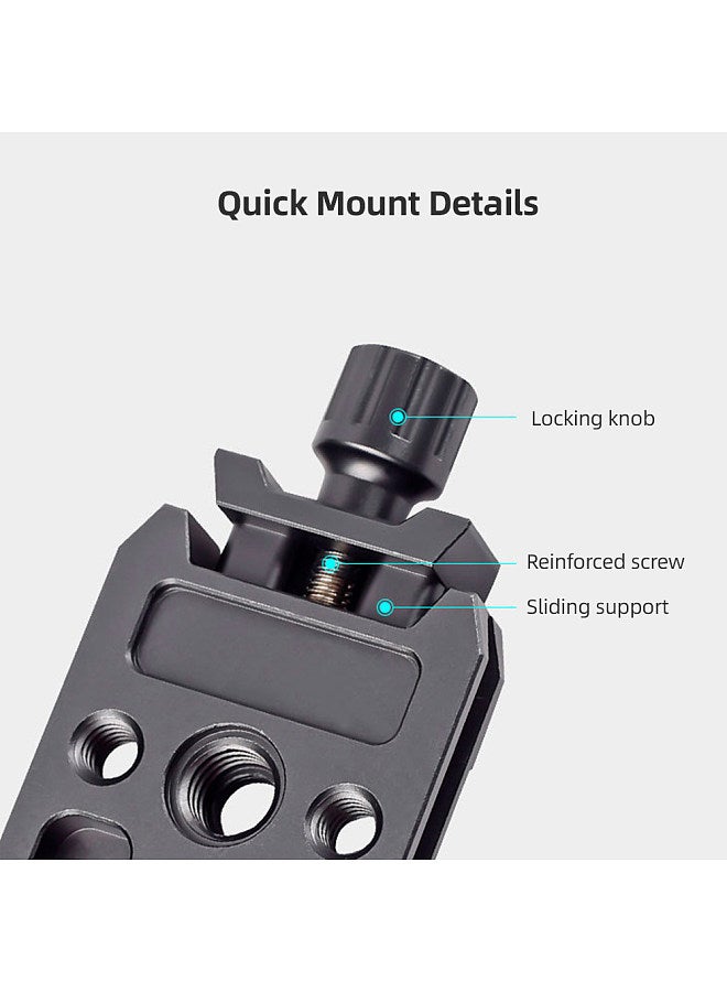 Xiletu QR-40S Aluminum Alloy Quick Release QR Plate Clamp with Arca QR Plate Slot 3/8-inch & 1/4-inch Screw Hole Compatible with DJI RS2/RSC2/RS3 QR Plate  - Image 3