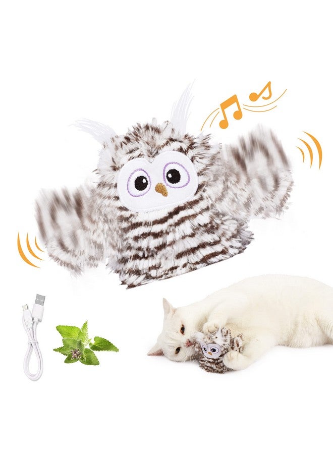 Kimee Interactive Cat Toy Rechargeable Automatic Chirping Owl Cat Toy with Catnip, Auto Beating Wings Flying Bird Cat Toys for Indoor Cats to Play Alone, Never Boredom - Image 1