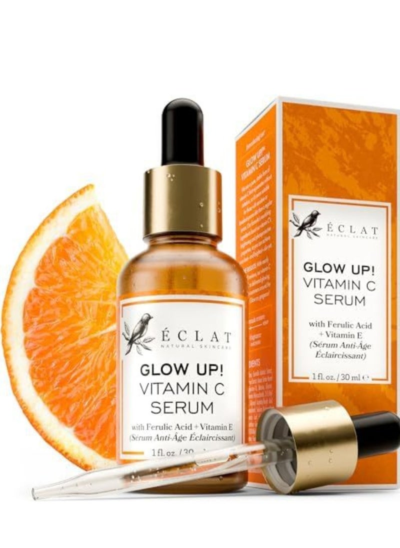 Eclat Skincare - Organic 20% Vitamin C Serum for Face WITH HYALURONIC ACID +RETINOL +FERULIC ACID +JOJOBA OIL +VIT E - Anti Aging Brightening Face Serum for Pure Skin Glow - Reduce Wrinkles & Dark Spots (Vegan) - Image 1