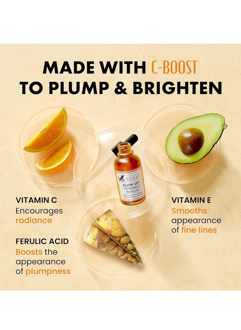 Eclat Skincare - Organic 20% Vitamin C Serum for Face WITH HYALURONIC ACID +RETINOL +FERULIC ACID +JOJOBA OIL +VIT E - Anti Aging Brightening Face Serum for Pure Skin Glow - Reduce Wrinkles & Dark Spots (Vegan) - Image 1