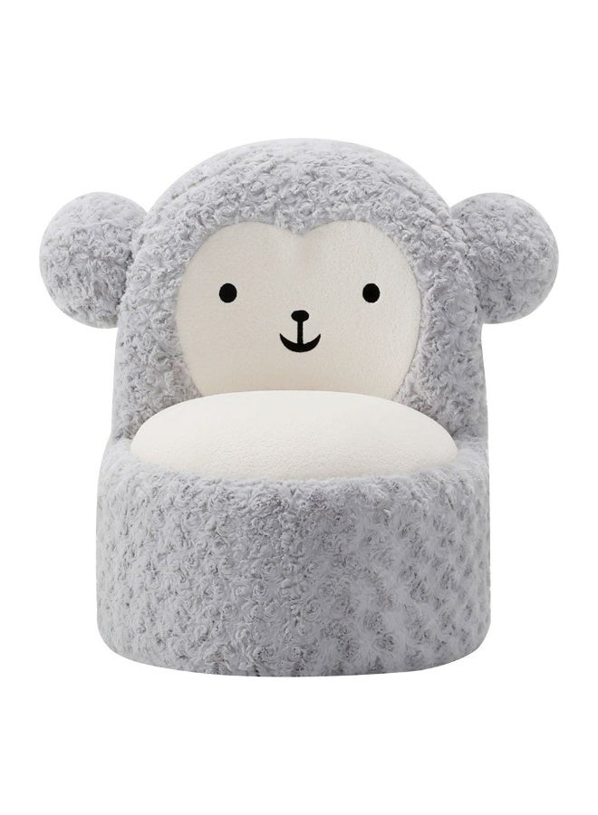 DANUBE HOME Fluffy Momo Kids Chair – Soft, Comfortable, Stylish Seat For Kids, Ideal For Bedroom Or Playroom Fun – Light Grey & White - Image 2