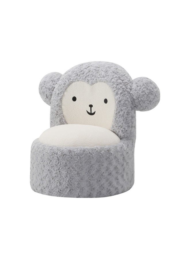 DANUBE HOME Fluffy Momo Kids Chair – Soft, Comfortable, Stylish Seat For Kids, Ideal For Bedroom Or Playroom Fun – Light Grey & White - Image 3