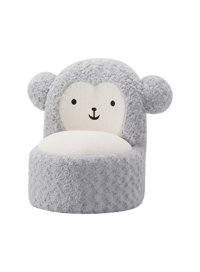 DANUBE HOME Fluffy Momo Kids Chair – Soft, Comfortable, Stylish Seat For Kids, Ideal For Bedroom Or Playroom Fun – Light Grey & White - Image 4