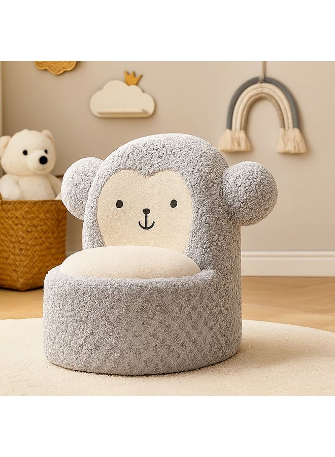 DANUBE HOME Fluffy Momo Kids Chair – Soft, Comfortable, Stylish Seat For Kids, Ideal For Bedroom Or Playroom Fun – Light Grey & White - Image 1