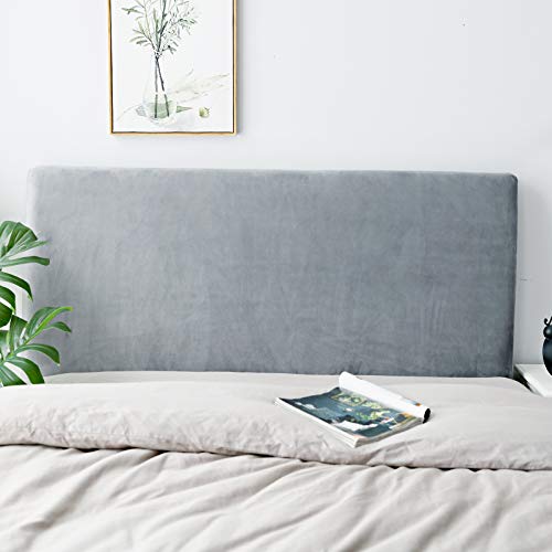 DUJUIKE Bed Headboard Slipcover, Stretch Bed Headboard Cover, Dustproof Protector Cover for Linen Fabric Tufted Upholstered Headboard (Light Grey, Full Headboard Length (47"-55")) - Image 2